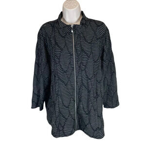 Weekends by Chicos textured abstract jacket black white size 3 (XL) art to wear